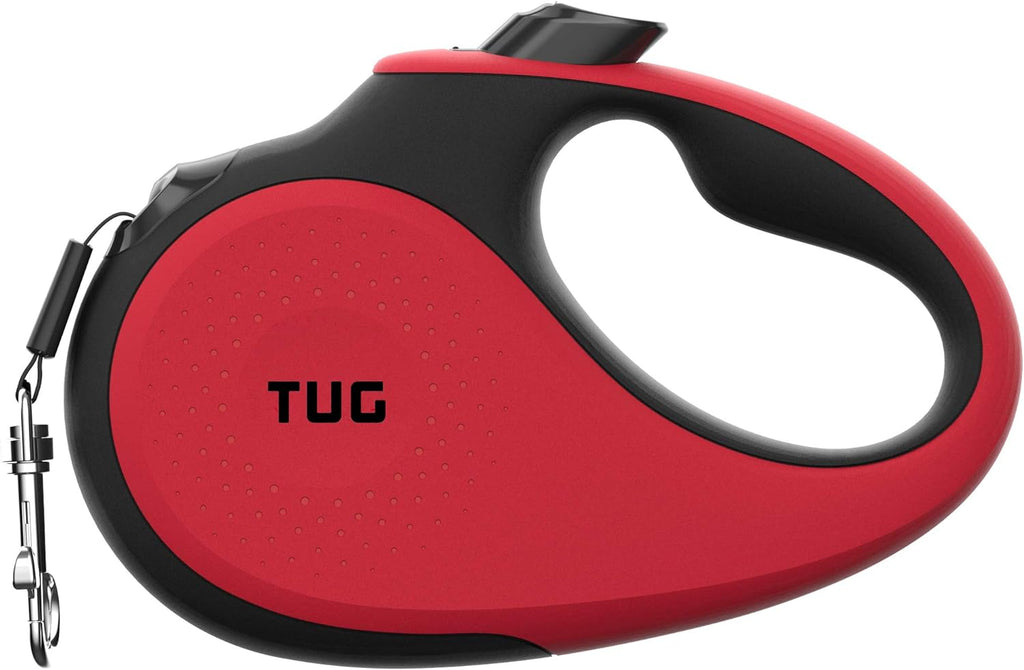 TUG 360° Tangle-Free Retractable Dog Leash | 16 ft Strong Nylon Tape | One-Handed Brake, Pause, Lock (Medium, White)