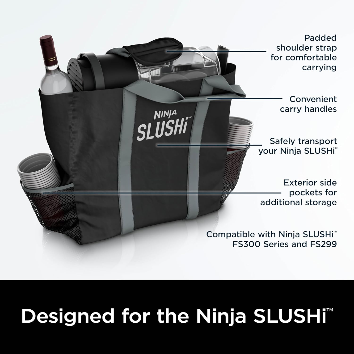 Ninja SLUSHi Travel Party Tote, Compatible with FS300 Series and FS299, Black, XSKTRVLBAGQ