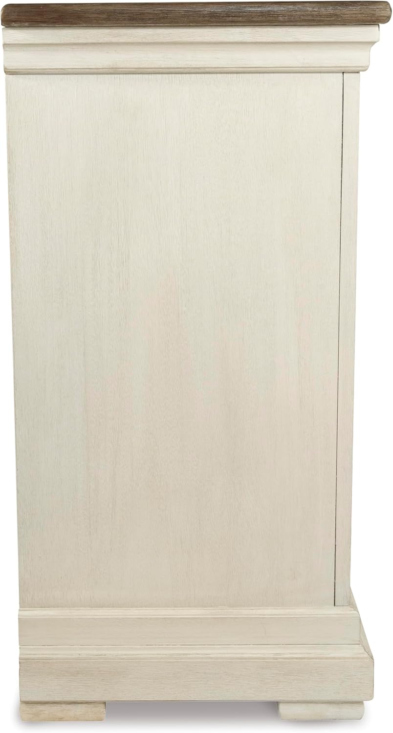 Signature Design by Ashley Bolanburg French Country Dining Room Server, 3 Doors, 2 Adjustable Shelves, Wood, 57.88" W x 18.13" D x 36" H, 2-tone White & Brown