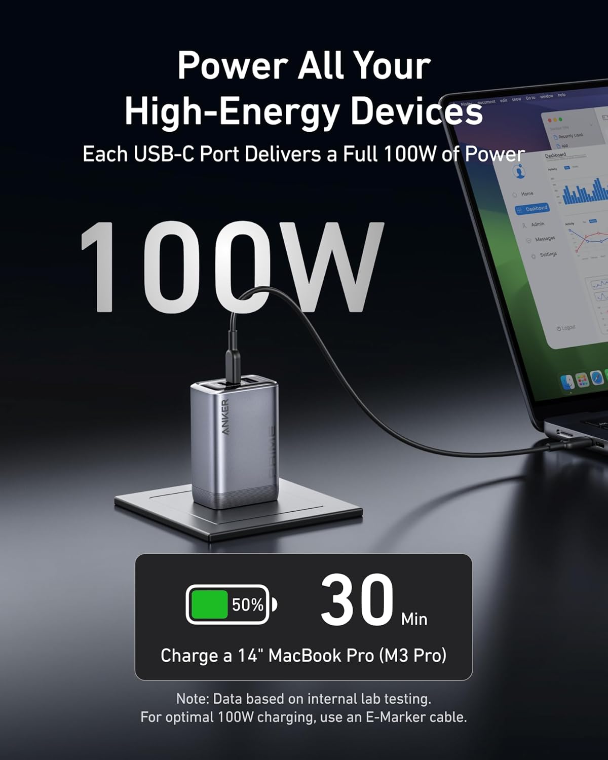 Anker Prime 100W 3-Port GaN USB C Charger Block, Fast Foldable Wall Charger | Fast Charging Wall Charger, Foldable and Compact for MacBook, iPad, iPhone 17 Series, Galaxy S24/S23, and More
