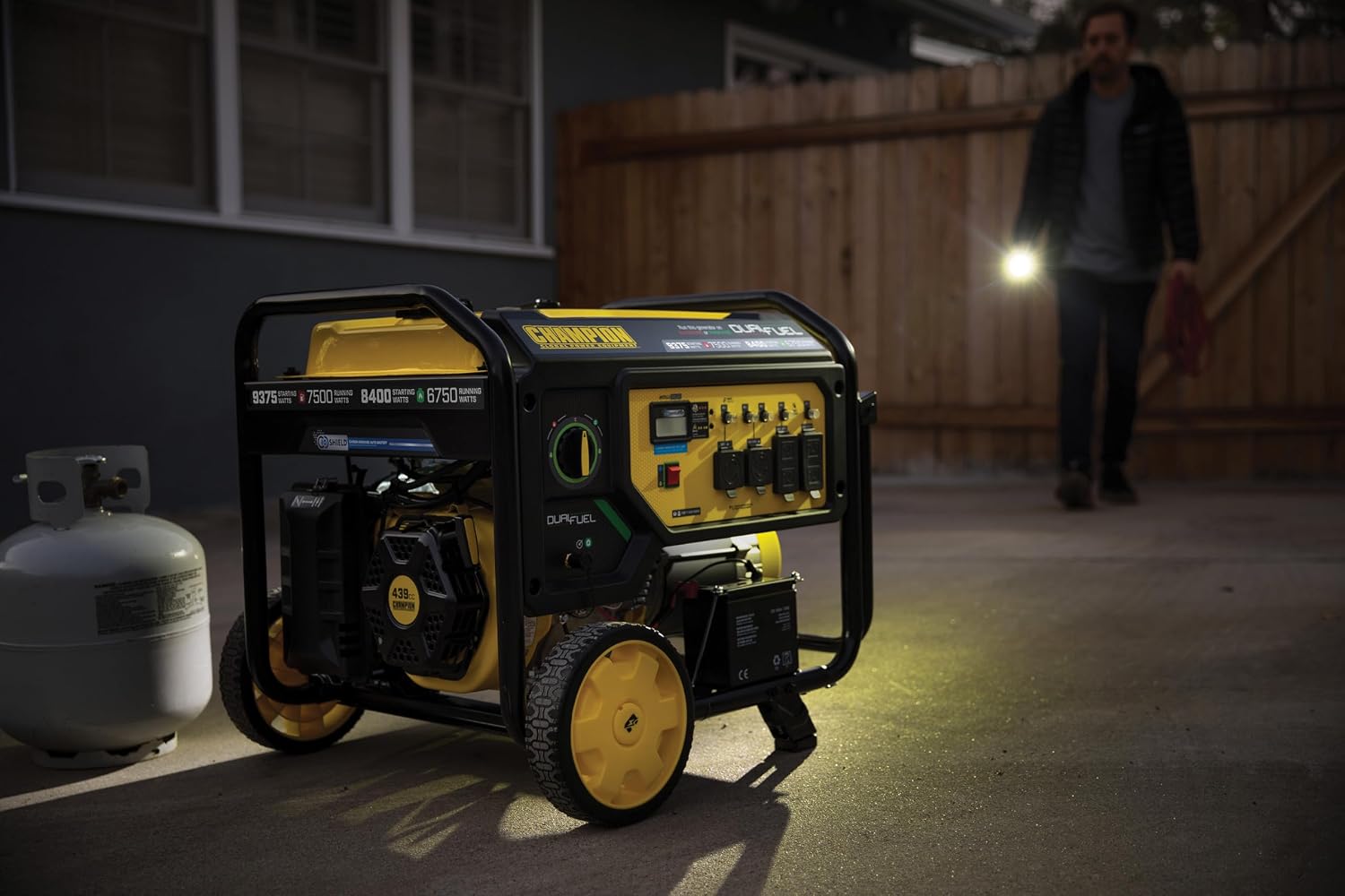 Champion Power Equipment 9375-Watt Dual Fuel Portable Generator with Electric Start and Free 3-Year Warranty