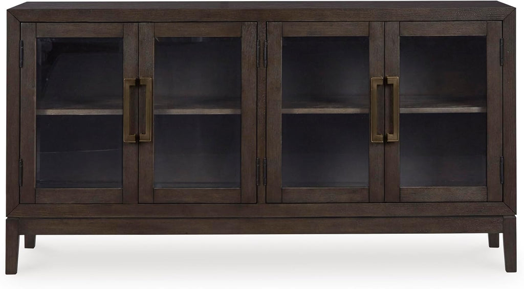 Signature Design by Ashley Burkhaus Traditional Dining Room Server with 2 Cabinets, Dark Brown