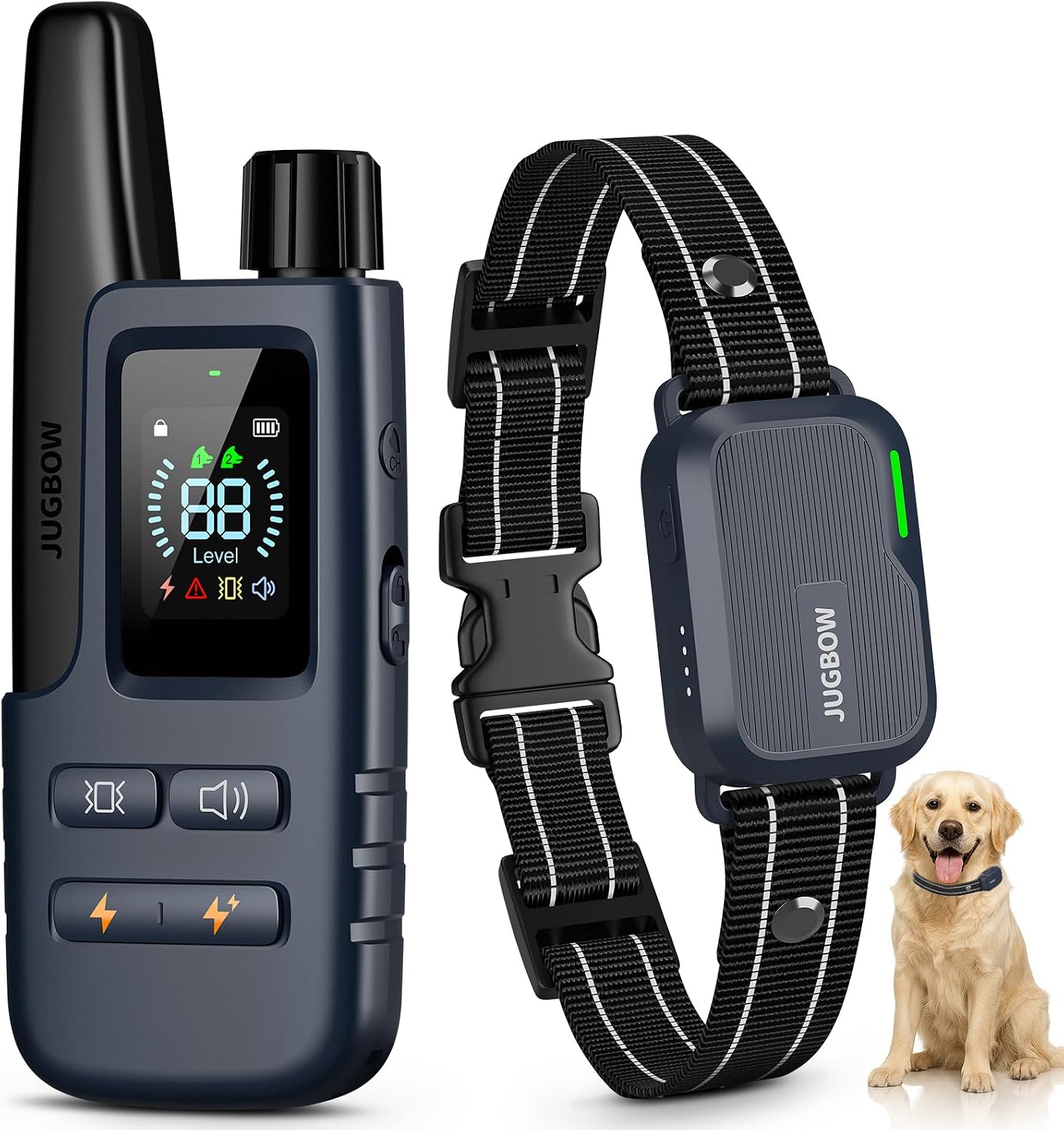 Dog Shock Collar - 4500FT Dog Training Collar with Remote, IPX8 Waterproof Electric Dog Collar with 4 Training Modes, Security Lock, Rechargeable eCollar for 10-120lbs Small Medium Large Dogs
