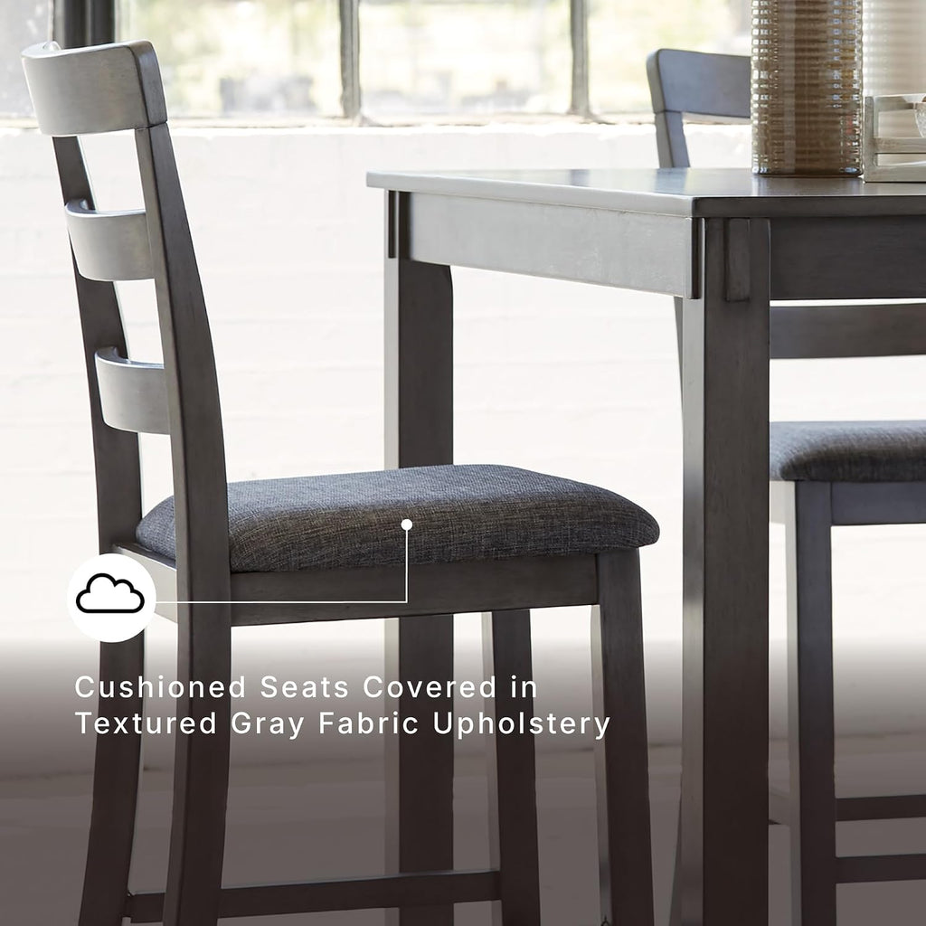 Signature Design by Ashley Bridson Dining Table Set For 6 With Bench, Wood 6‑Piece Kitchen Table And Chairs With Upholstered Seats, Transitional Charcoal Gray Dining Room Collection For Family Meals