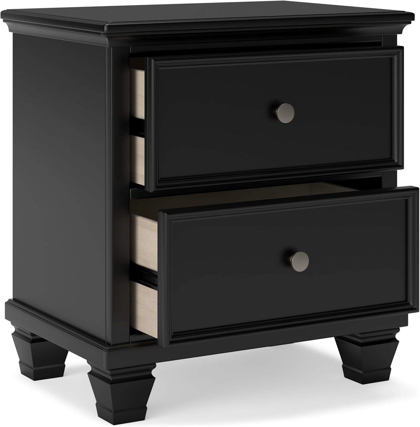 Signature Design by Ashley Lanolee Classic 2 Drawer Nightstand for Bedroom, 26.75" Tall, Black
