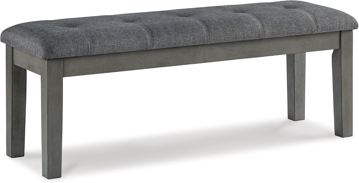 Signature Design by Ashley Hallanden Rustic Tufted Upholstered Dining Room Bench, Gray