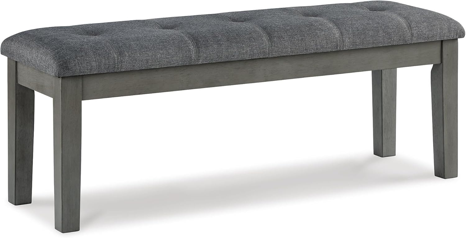 Signature Design by Ashley Hallanden Rustic Tufted Upholstered Dining Room Bench, Gray