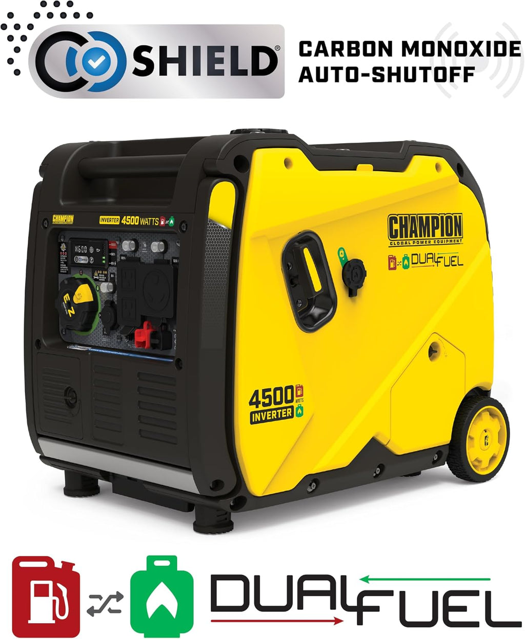 Champion Power Equipment 4500-Watt Electric Start Dual Fuel RV Ready Portable Inverter Generator with Quiet Technology and Free 3-Year Warranty