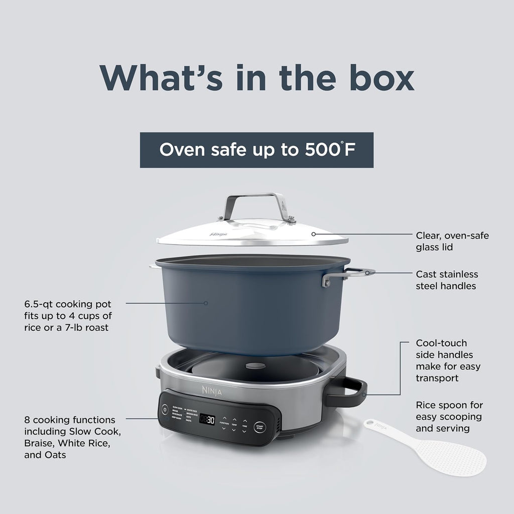 Ninja MC1101 Foodi Everyday Possible Cooker Pro, 8-in-1 Versatility, One-Pot Faster Cooking Replaces 10 Tools, Family-Sized Capacity with Adjustable Temp Control, 6.5 quarts, Midnight Blue