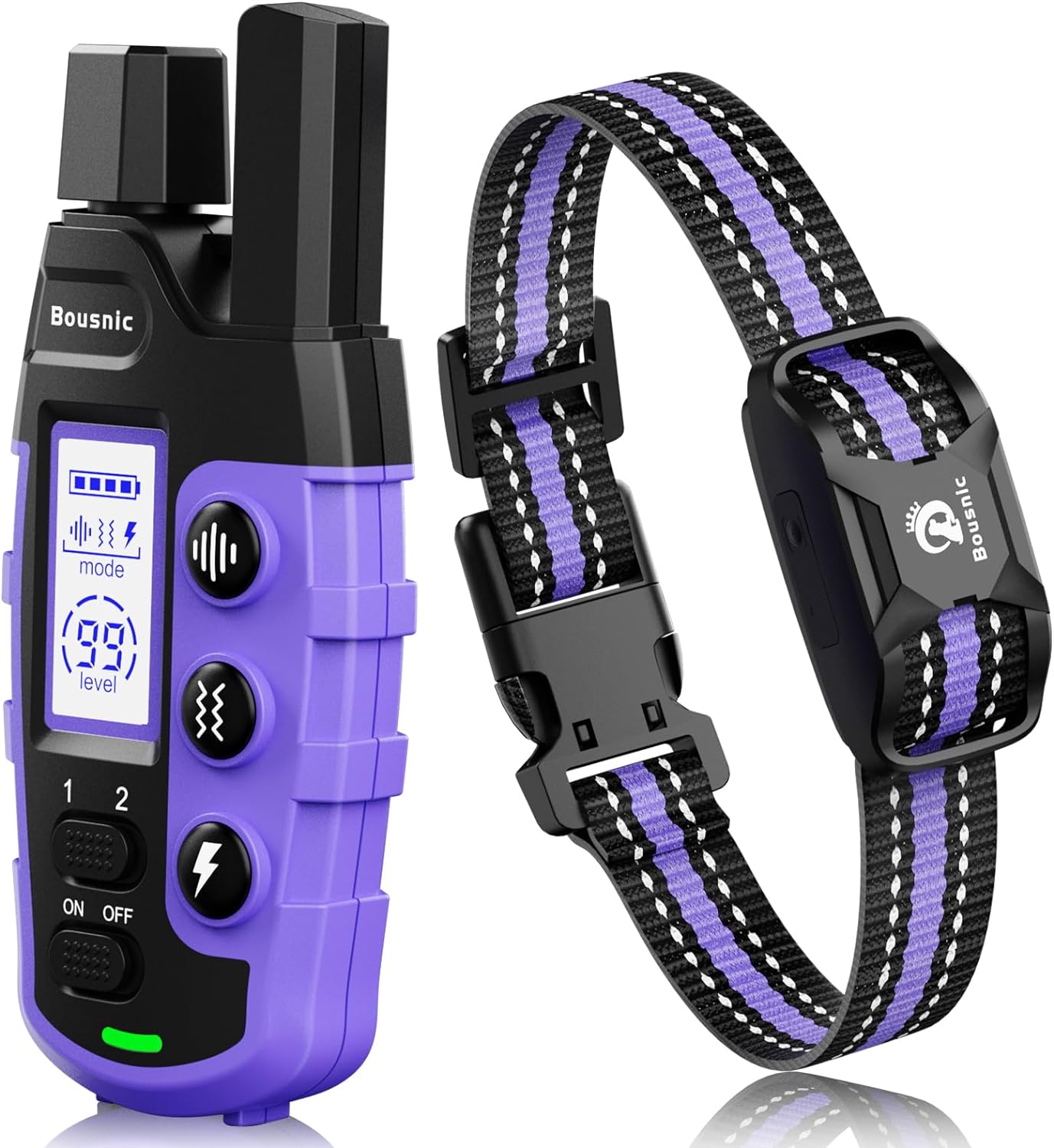 Bousnic Dog Shock Collar - 3300Ft Dog Training Collar with Remote for 5-120lbs Small Medium Large Dogs Rechargeable Waterproof e Collar with Beep (1-8), Vibration(1-16), Safe Shock(1-99) (Orange)