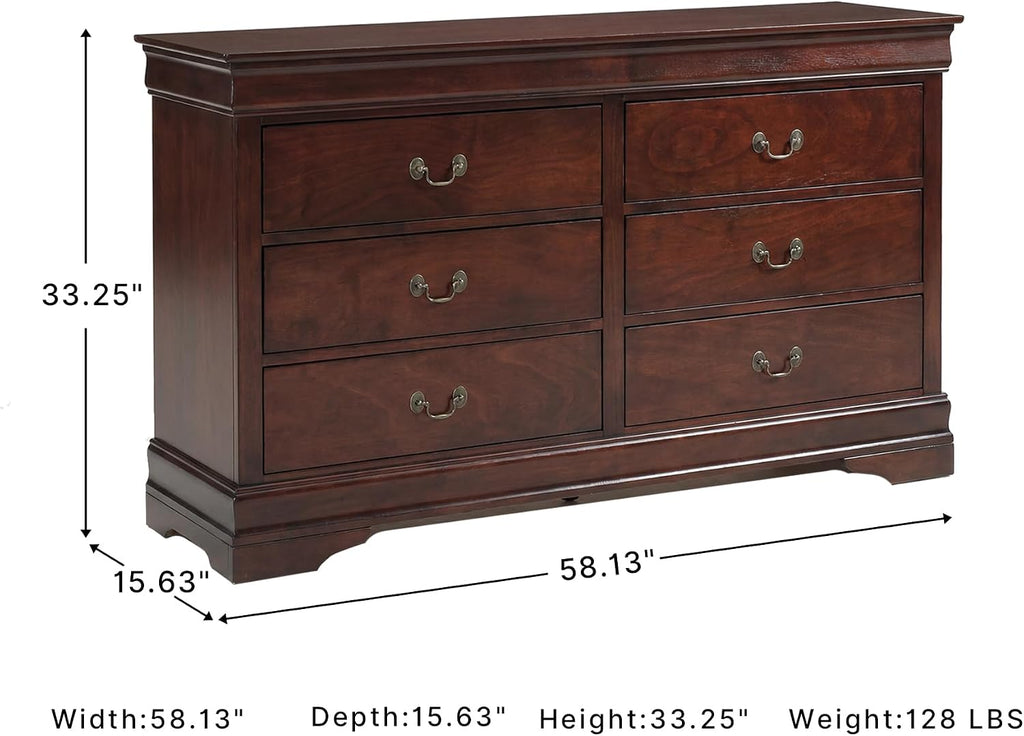 Signature Design by Ashley Alisdair Traditional 6 Drawer Dresser, Dark Brown
