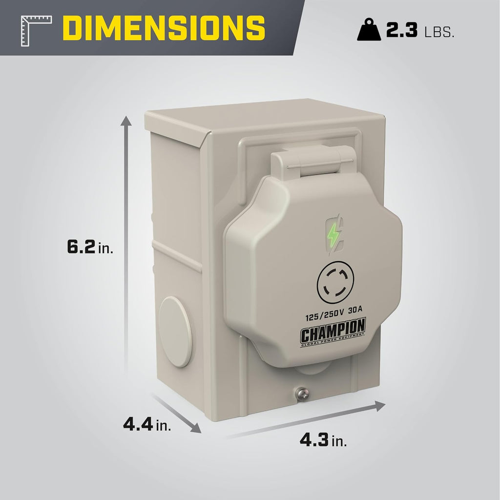 Champion Power Equipment 30A 125/250V Power Inlet Box