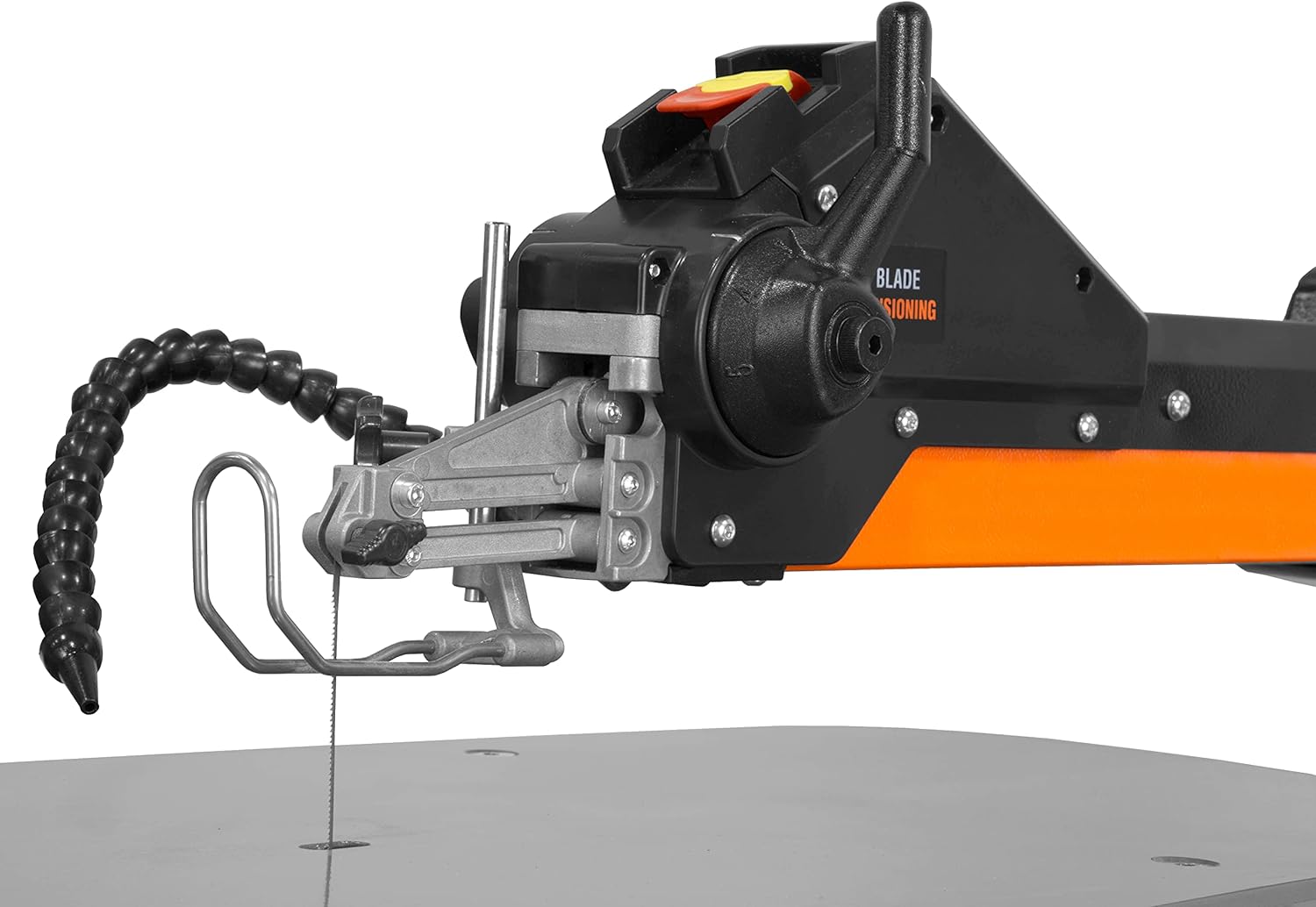 WEN LL2156 21-Inch 1.6-Amp Variable Speed Parallel Arm Scroll Saw with Extra-Large Dual-Bevel Steel Table, Black Orange
