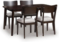 Signature Design by Ashley Favelon Mid-Century Modern Dining Table and Chairs Set with Cushioned Seat, Set of 5, Dark Brown & Gray