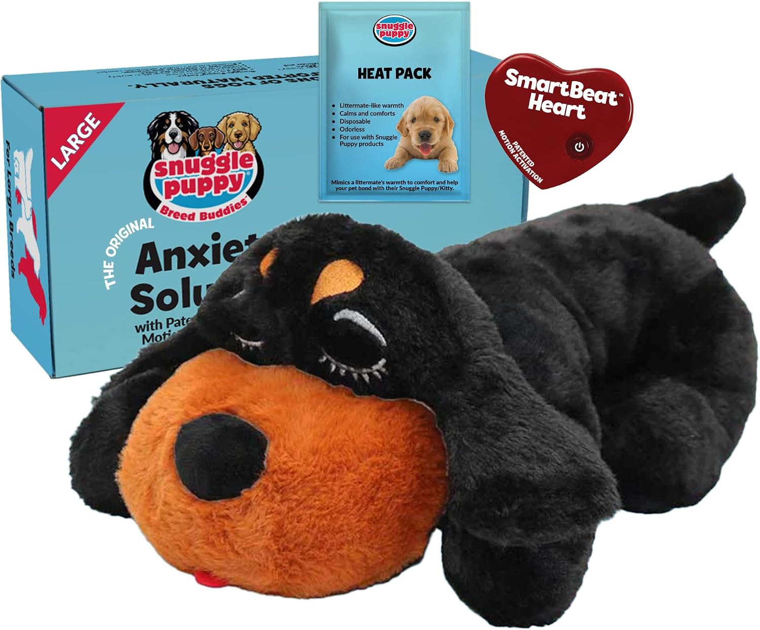 Snuggle Puppy Original Heartbeat Puppy Toy with Real-Feel Pulse & Heat Pack, Calming Sleep Aid for Puppy Anxiety, Crate Training, First Nights & New Puppy Transition - Biscuit