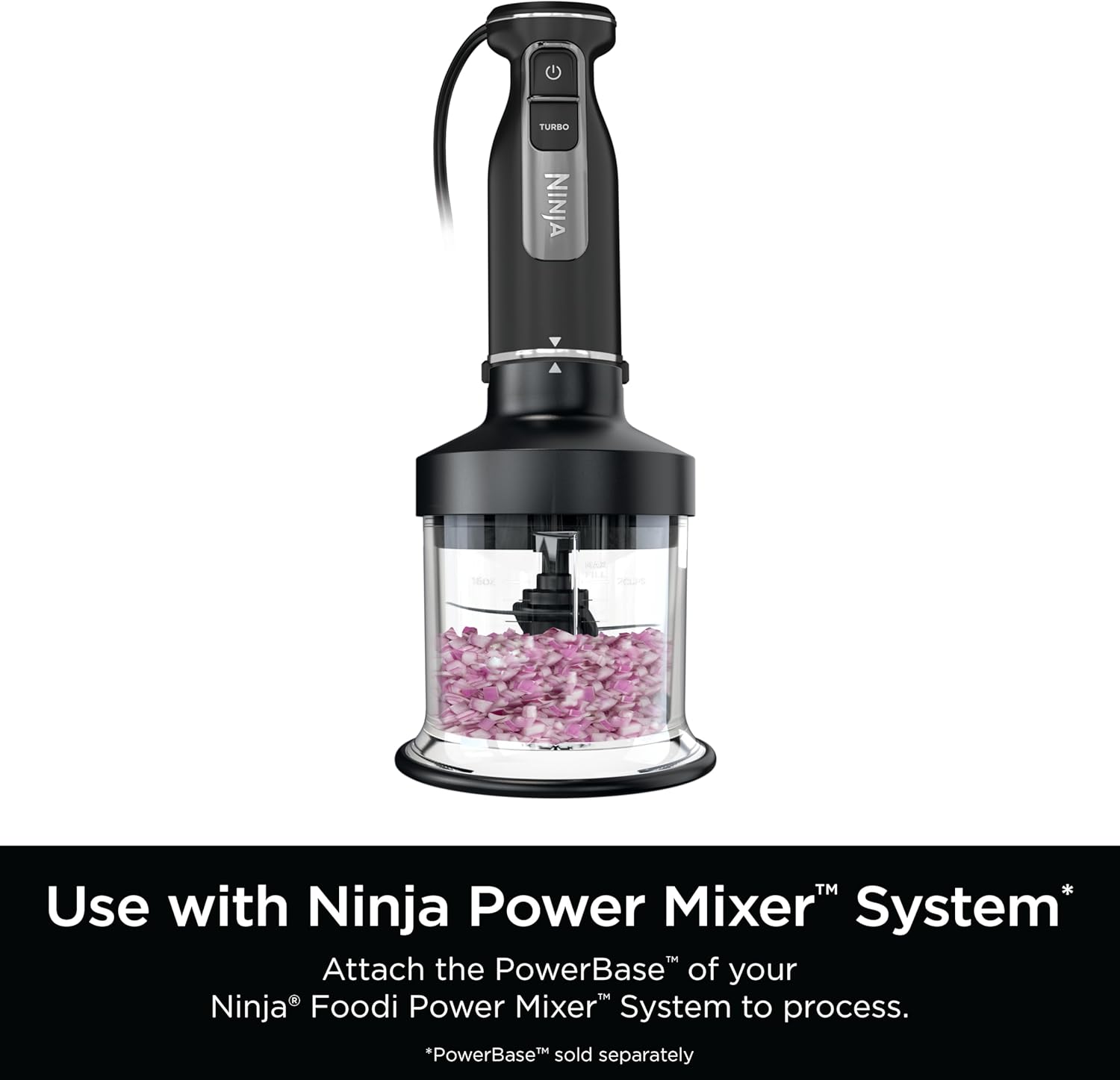 Ninja Foodi Power Chopper 3-Cup Food Processor Bowl Accessory | Compatible with the Ninja Power Mixer System (CI100 Series) | Includes Bowl, Storage Lid & Blade Assembly | Black | XSKKITCHPR