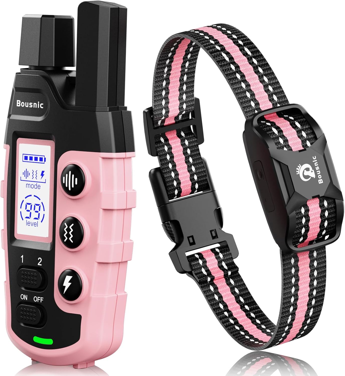 Bousnic Dog Shock Collar - 3300Ft Dog Training Collar with Remote for 5-120lbs Small Medium Large Dogs Rechargeable Waterproof e Collar with Beep (1-8), Vibration(1-16), Safe Shock(1-99) (Orange)