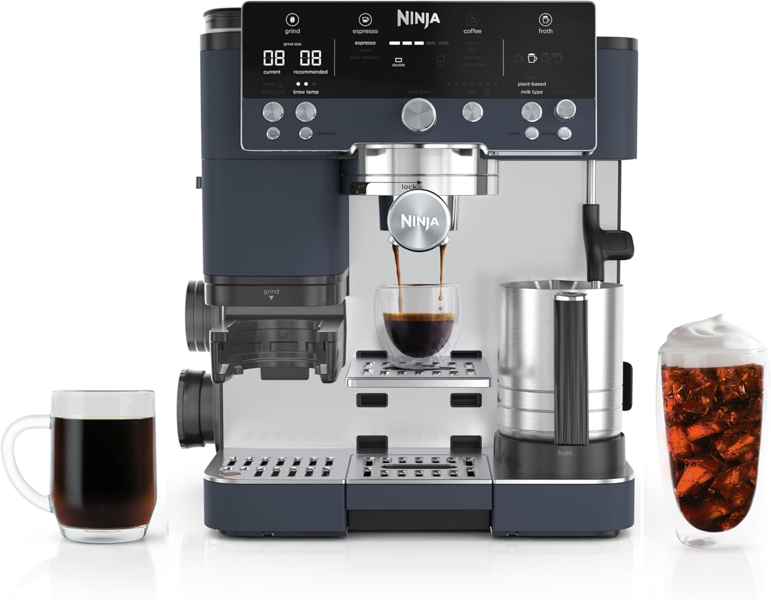 Ninja Luxe Café Premier 3-in-1 Espresso Machine, Drip Coffee, & Cold Brew | Built-in Grinder, Hands-Free Milk Frother, and Assisted Tamper for Cappuccinos & Lattes, Stainless Steel, ES601