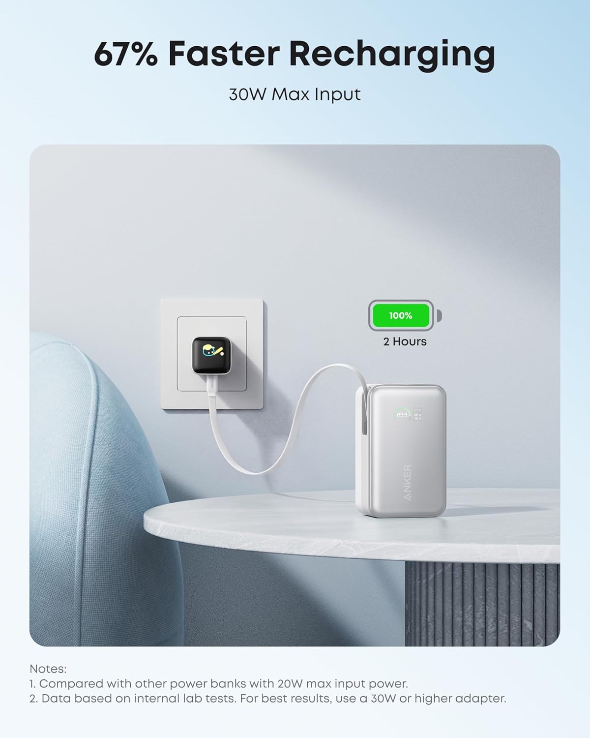 Anker Nano Power Bank, 45W 10,000mAh Portable Charger, iPhone Battery Pack | Built-In Retractable USB-C Cable, for iPhone 17 / 16 Series, iPad, Galaxy, Pixel, and More, Compact Travel Design