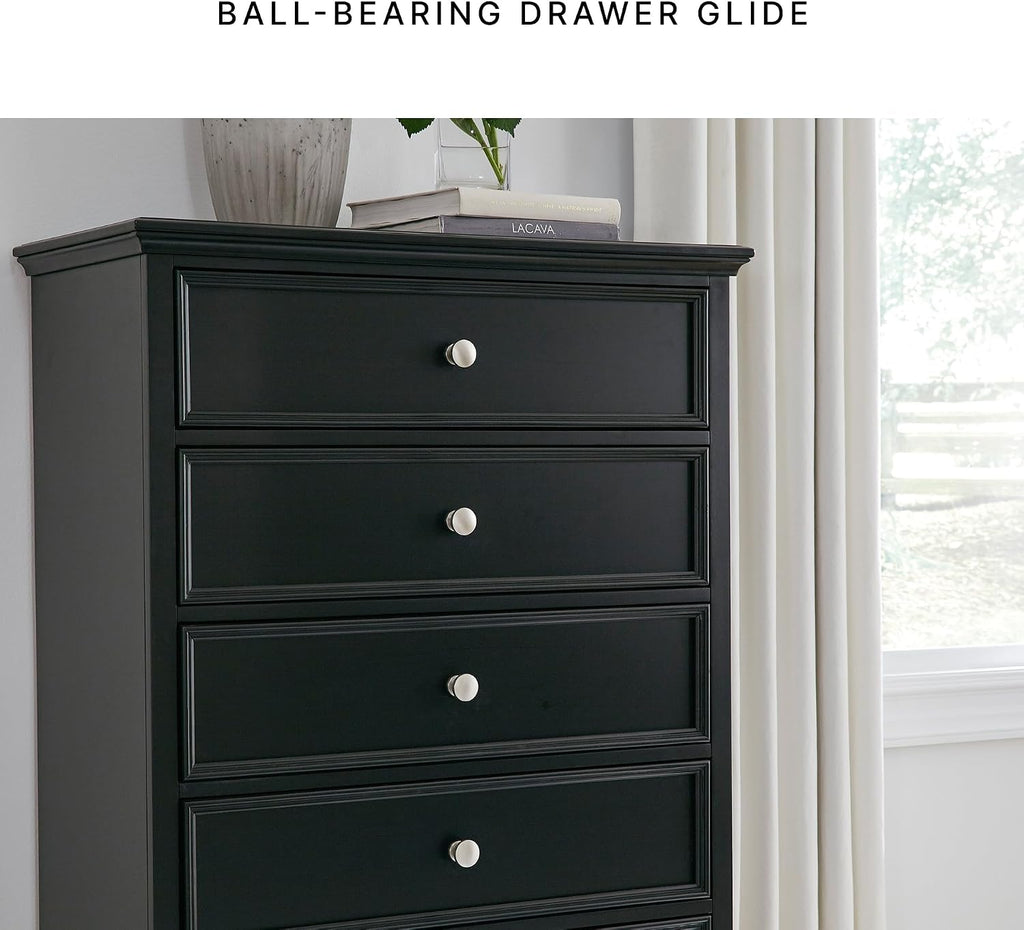 Signature Design by Ashley Lanolee Traditional 5 Drawer Chest for Bedroom, Black