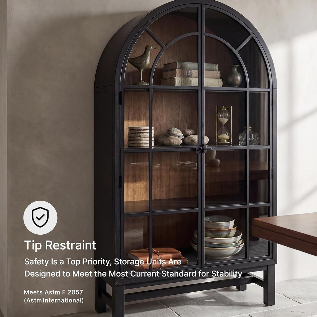 Signature Design by Ashley Chadworth Classic Display Cabinet with Anti-Tipping, Brown & Black