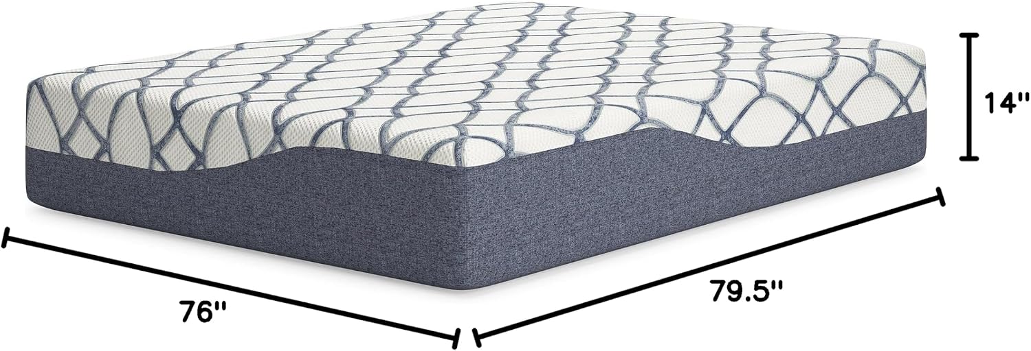 Signature Design by Ashley 14 Inch Chime Elite 2.0 Ultra Plush Green Tea Memory Foam Mattress for Cool Sleep and Pressure Relief, King, Fiberglass-Free, Mattress In A Box