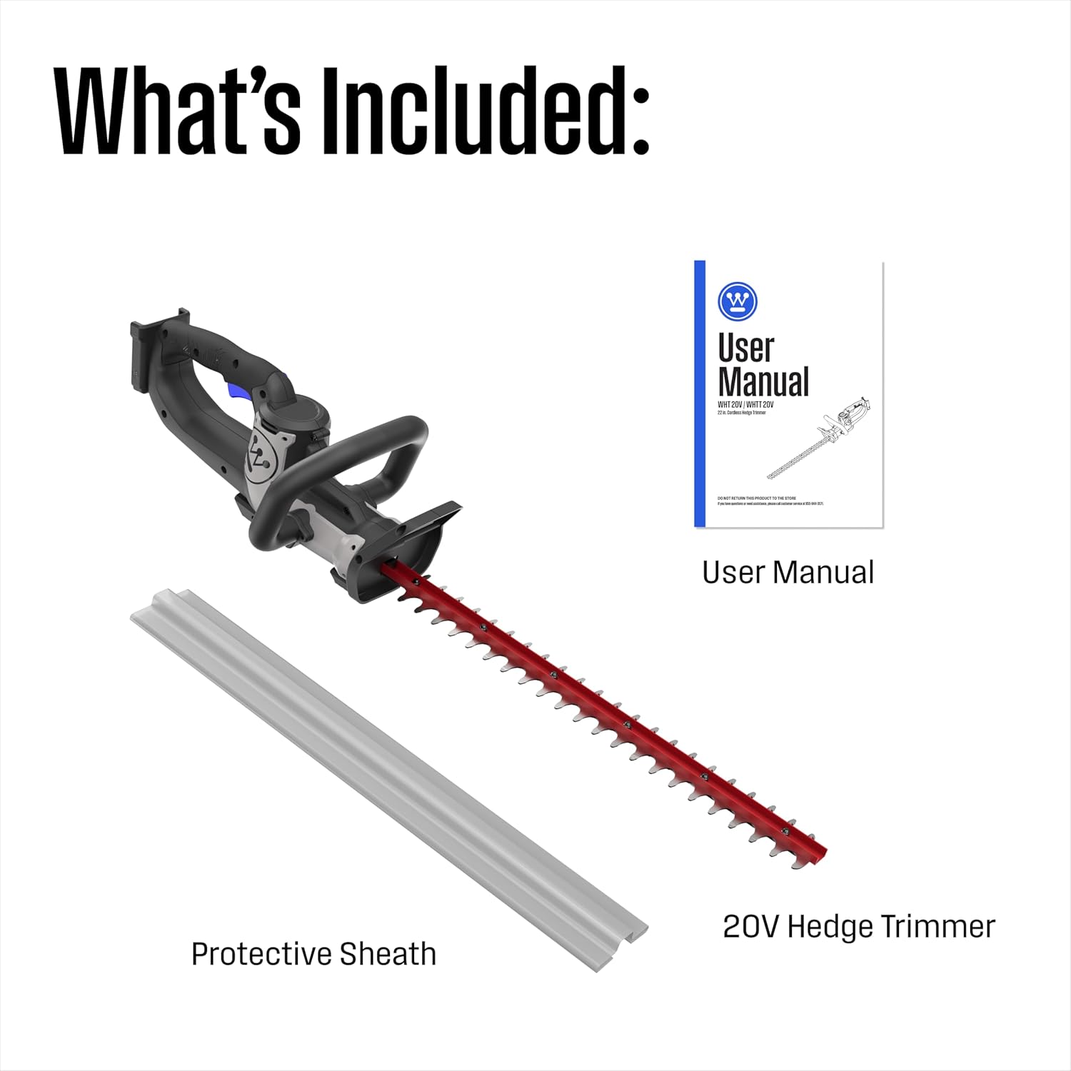 Westinghouse 20V Cordless Hedge Trimmer, Tool Only, 22 Inch Dual-Action Steel Blades
