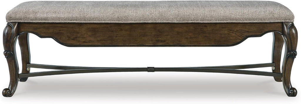 Signature Design by Ashley Maylee Contemporary Upholstered 63" Dining Bench with 1 Drawer, Dark Brown