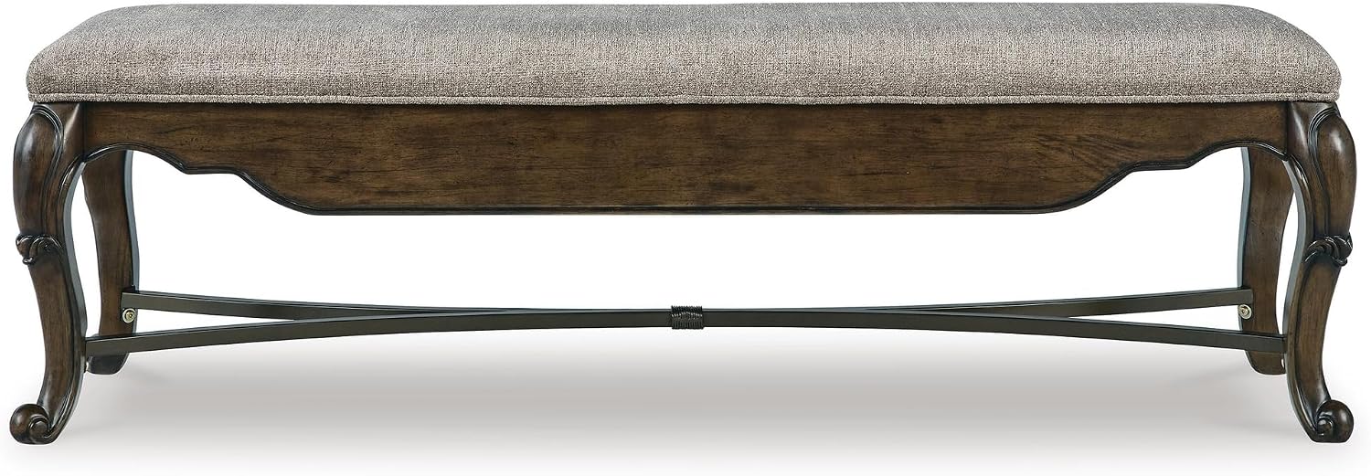Signature Design by Ashley Maylee Contemporary Upholstered 63" Dining Bench with 1 Drawer, Dark Brown