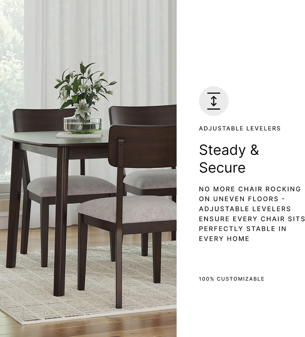 Signature Design by Ashley Favelon Mid-Century Modern Dining Table and Chairs Set with Cushioned Seat, Set of 5, Dark Brown & Gray