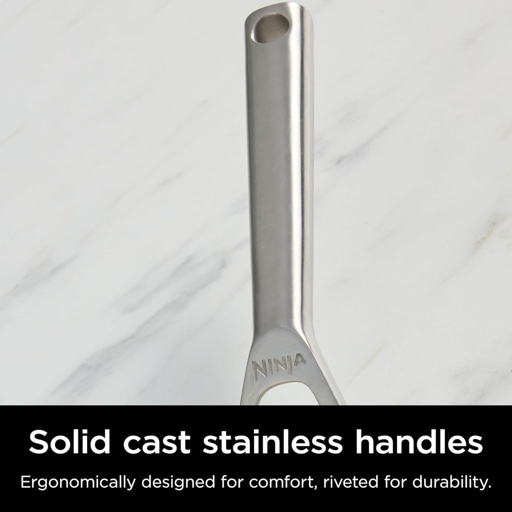Ninja EverClad Commercial-Grade Stainless Steel 10.25" Fry Pan, Tri-Ply Pans, Oven Safe to 600°F, All Stovetops & Induction Compatible, Stainless, C90026