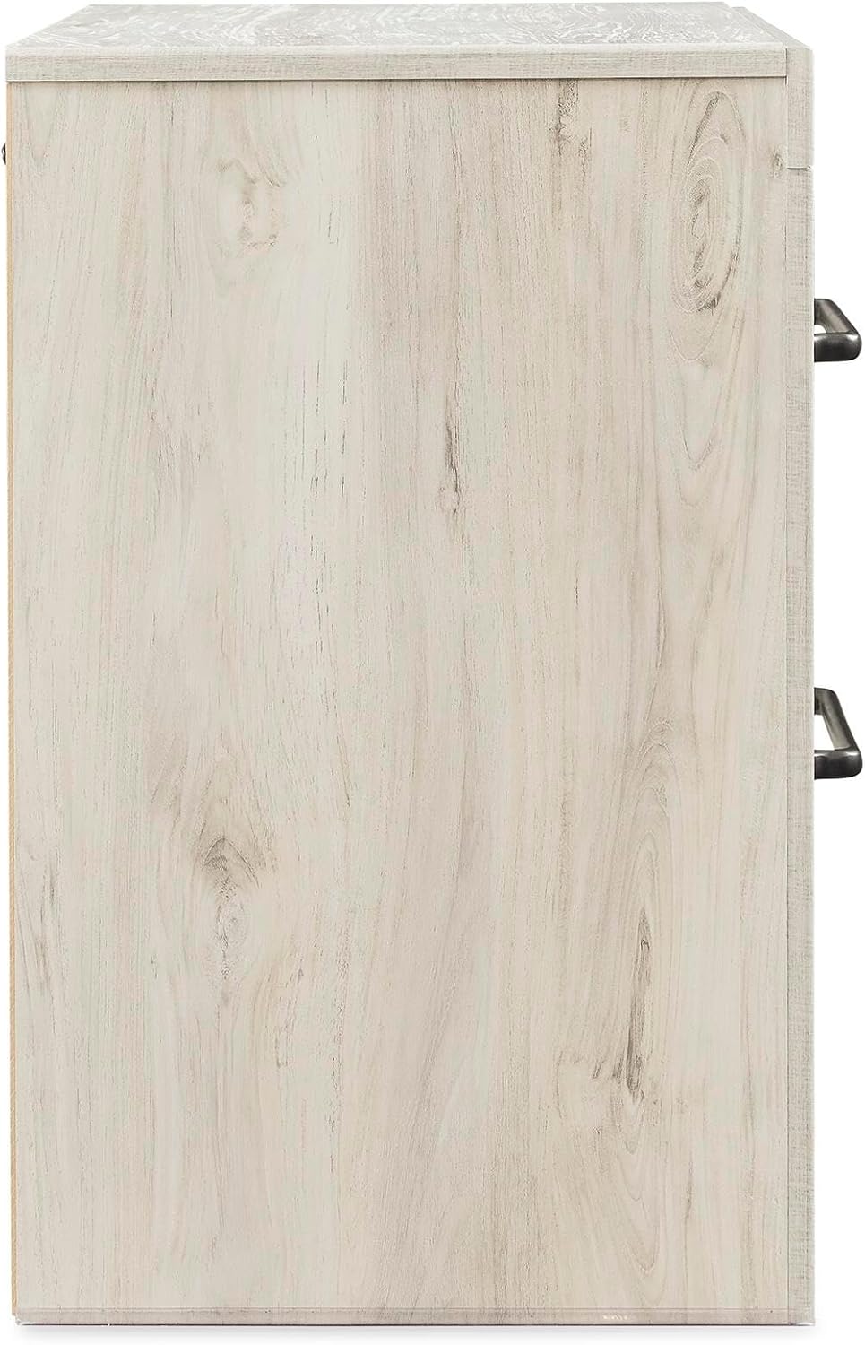 Signature Design by Ashley Cambeck Farmhouse Industrial 2 Drawer Two Drawer Nightstand with 2 Slim-Profile USB Charging Stations, 24.37" Tall, Whitewash