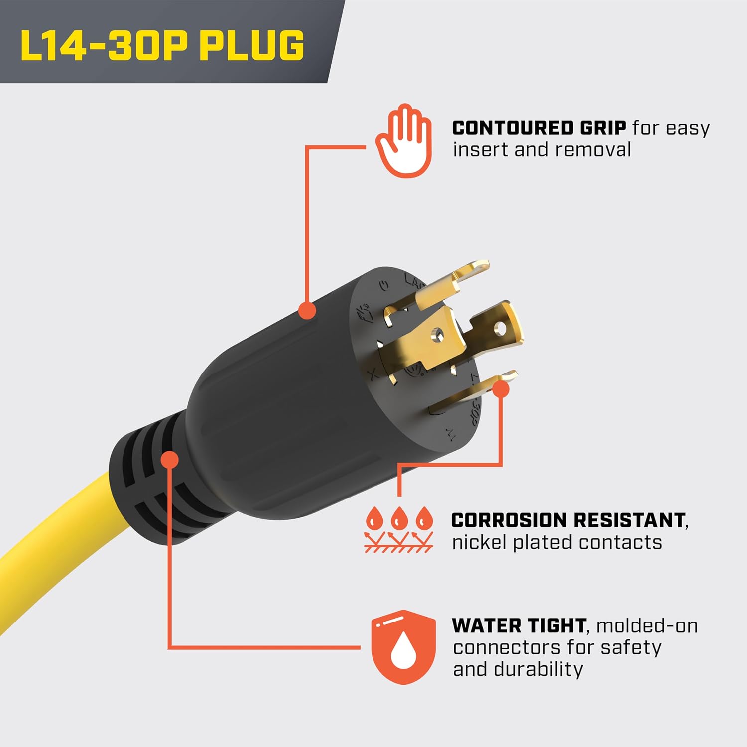 Champion Power Equipment 25-Foot 30-Amp 250-Volt Generator Power Cord for Manual Transfer Switch (L14-30P to L14-30R)