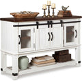 Signature Design by Ashley Valebeck Farmhouse Dining Room Server or Buffet Cabinet, White & Brown