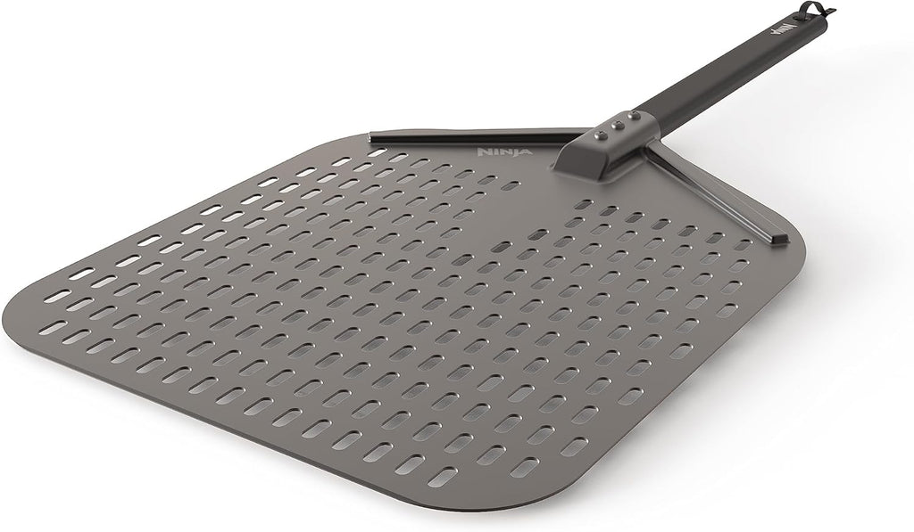 Ninja XSKOPPL Woodfire Outdoor Perforated Pizza Peel, Compatible with Ninja Woodfire Outdoor Oven (OO100 series), Hanging Drawstring, Aluminum, Grey/Black