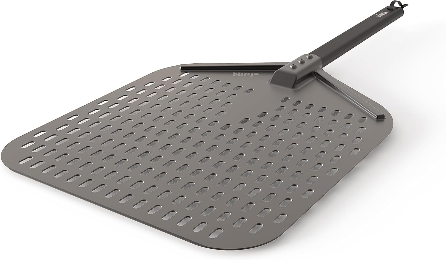 Ninja XSKOPPL Woodfire Outdoor Perforated Pizza Peel, Compatible with Ninja Woodfire Outdoor Oven (OO100 series), Hanging Drawstring, Aluminum, Grey/Black