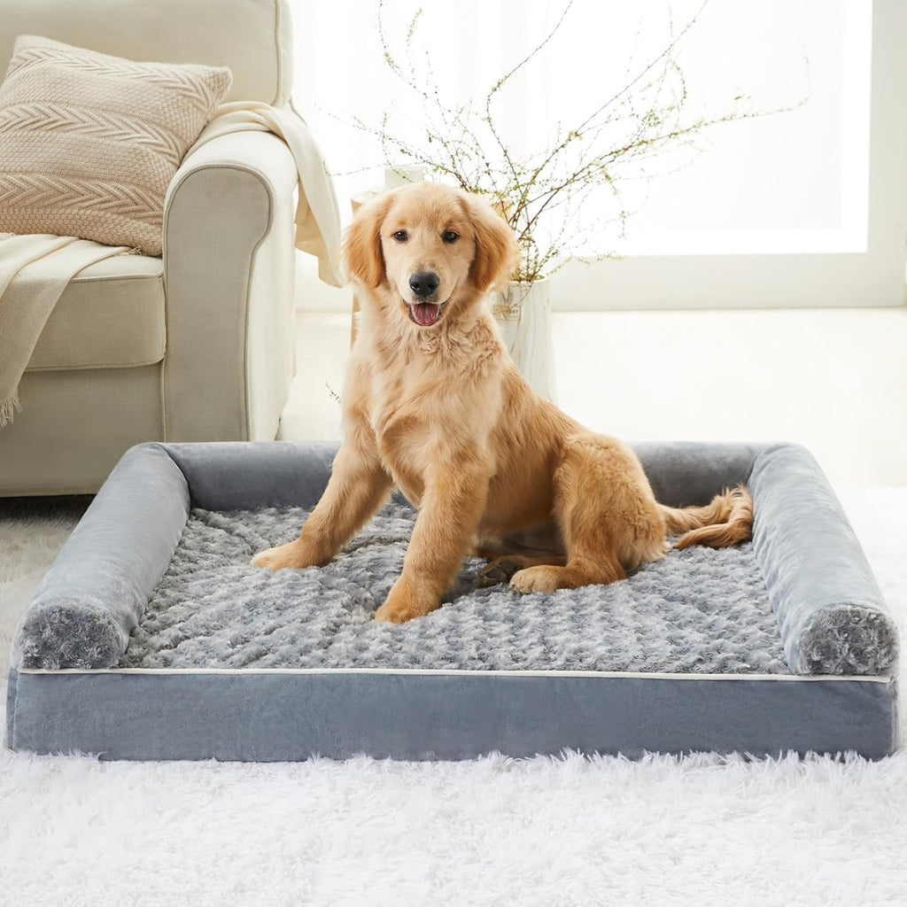 BFPETHOME Orthopedic Washable Dog Beds Large Sized Senior Dog for Comfy Sleeping with Removable Cover, Waterproof Big Soft Pet Couch Bed for Dogs Relax
