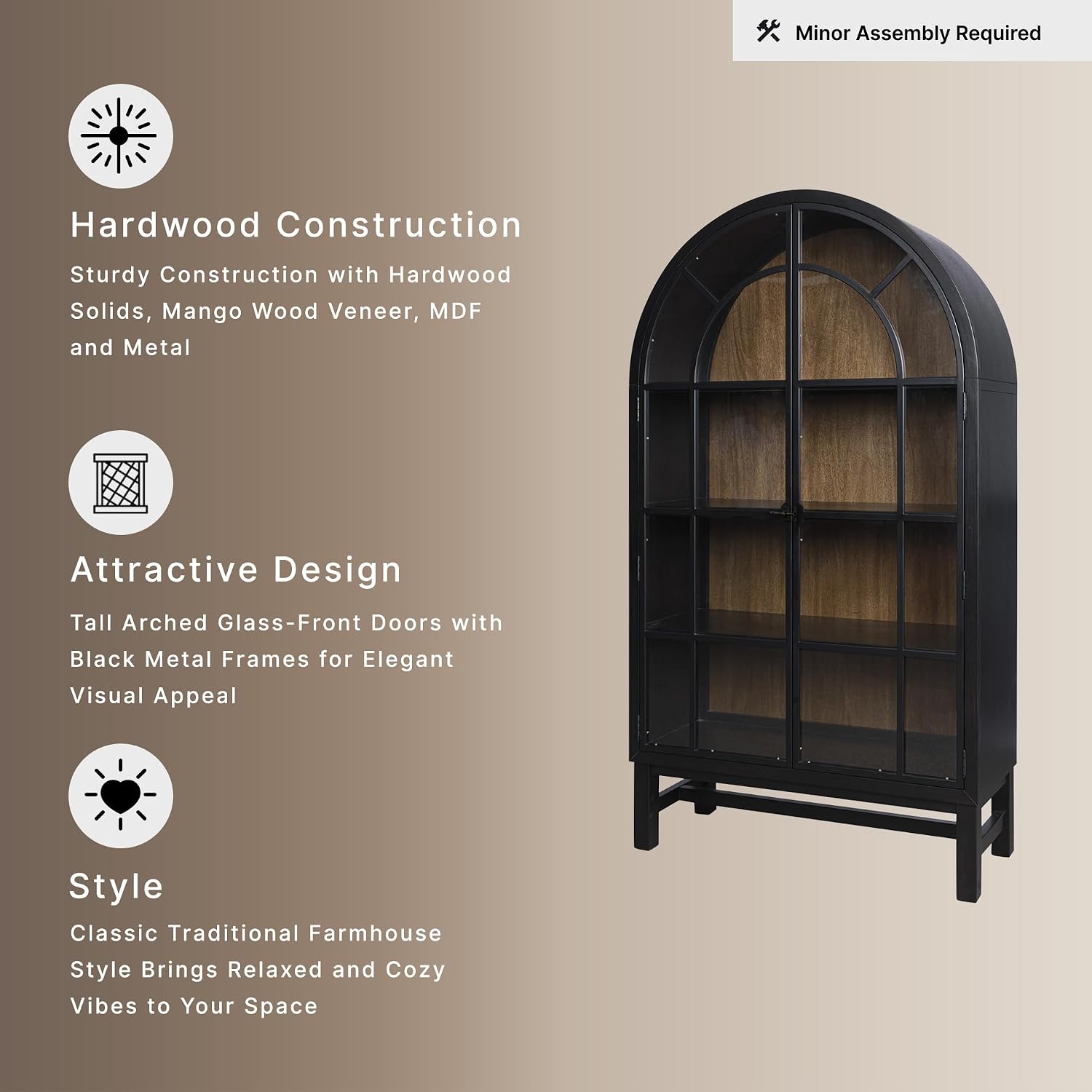 Signature Design by Ashley Chadworth Classic Display Cabinet with Anti-Tipping, Brown & Black