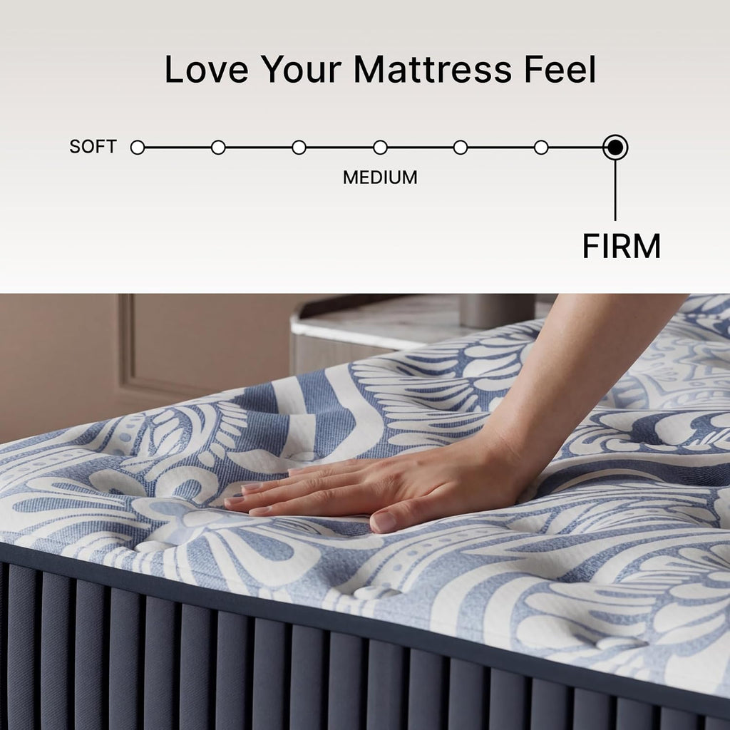 Signature Design by Ashley Firm Luxe 2.0 15 Inch Breathable Gel Latex Memory Foam Hybrid Mattress with Edge Support for Cool Sleep and Pressure Relief, Queen, Fiberglass-Free, Mattress in A Box