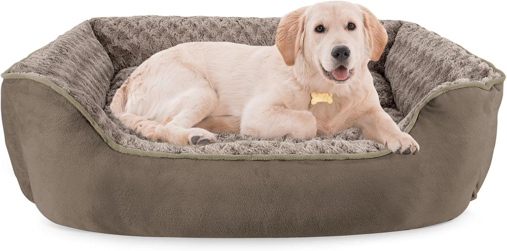 JOEJOY Rectangle Dog Bed for Large Medium Small Dogs - Washable Orthopedic Sofa Bed, Soft Breathable Puppy & Pet Cuddler, Durable Calming Dog Bed with Anti-Slip Bottom, Multiple Sizes, Beige
