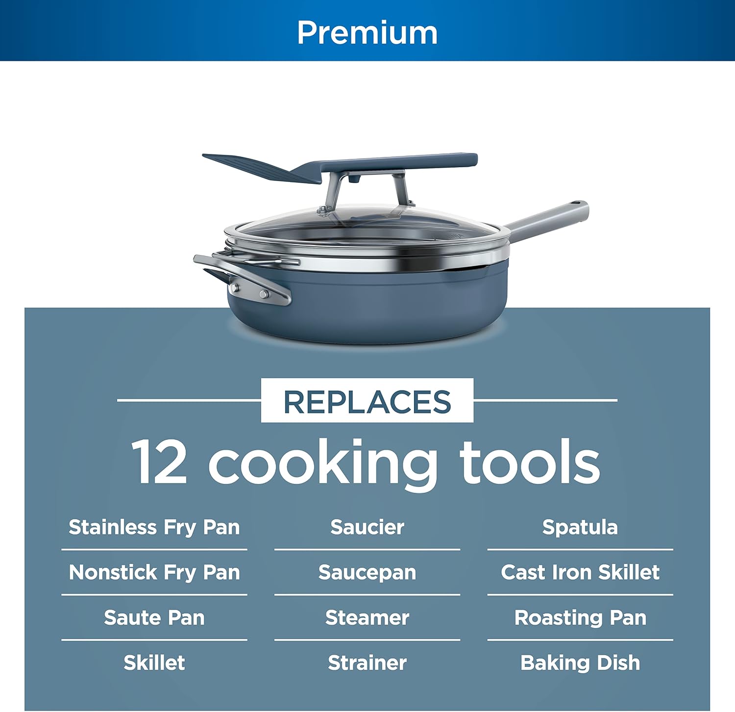 Ninja, Cookware, Steamer, Strainer Basket, Glass Lid and Spatula, Foodi NeverStick PossiblePan, Premium Set with 4-Quart Capacity Pan, Nonstick, Durable, Oven Safe Cookware, Cherry Tart, CW102BL