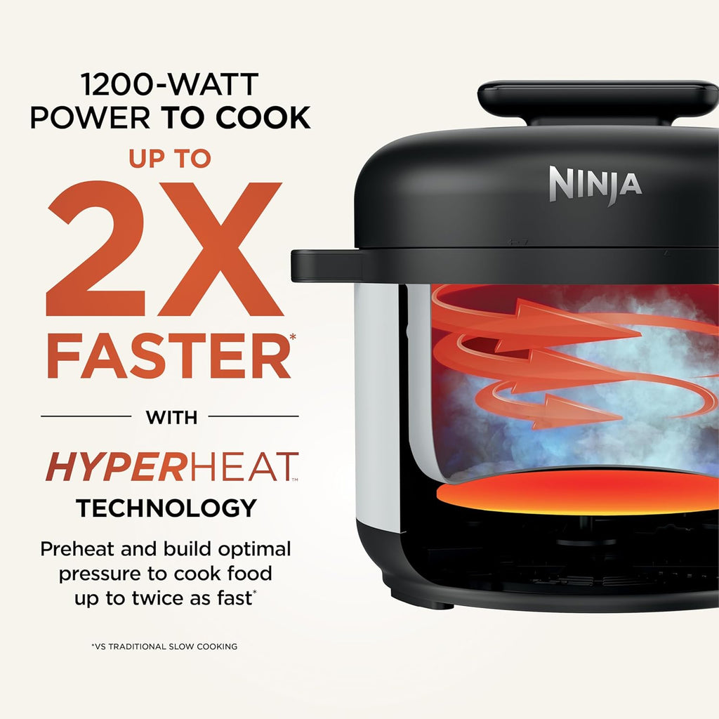 Ninja HyperHeat 9-in-1 Electric Pressure Cooker | 6.5 Qt Multi Cooker with Sear/Sauté, Slow Cooker, Rice Cooker, Sous Vide | 1200W | Fast Cooking, PFAS-Free Pot | White | PC201WH