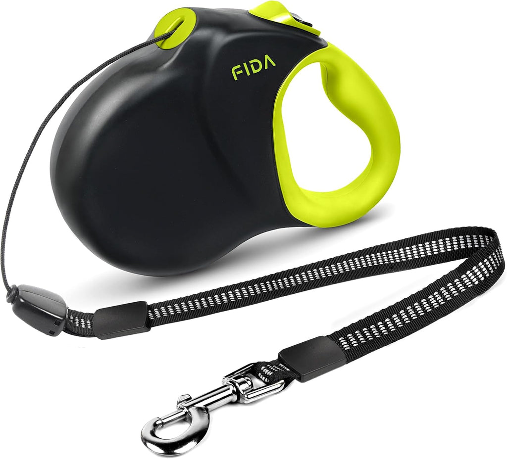 Fida Upgraded Retractable Dog Leash 30ft, Heavy Duty Pet Walking Leash for Medium/Large Breed up to 110 lbs, 360° Tangle-Free Long Retract Dog Lead, Soft Grip, One-Hand Brake, Black