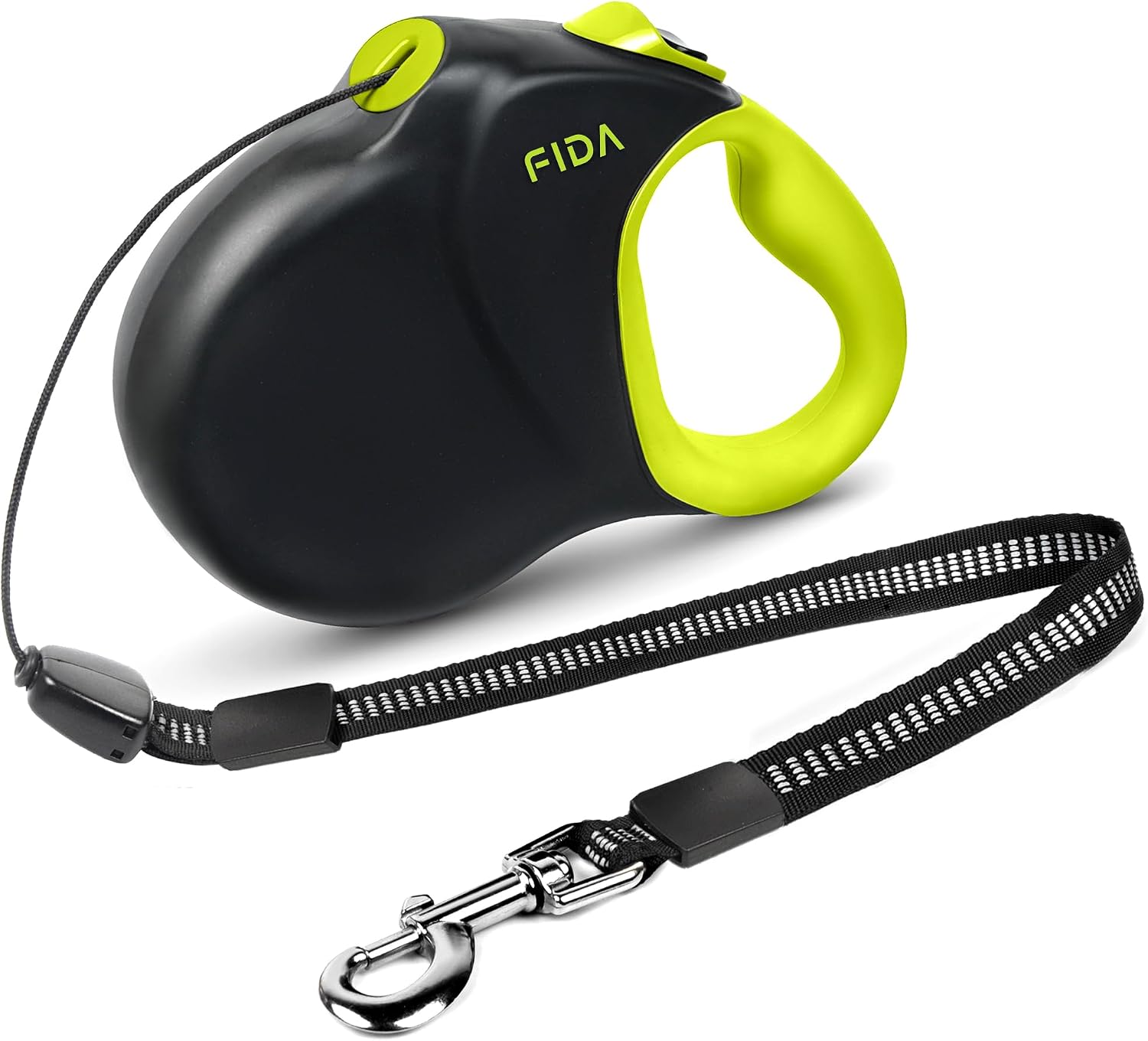 Fida Upgraded Retractable Dog Leash 30ft, Heavy Duty Pet Walking Leash for Medium/Large Breed up to 110 lbs, 360° Tangle-Free Long Retract Dog Lead, Soft Grip, One-Hand Brake, Black