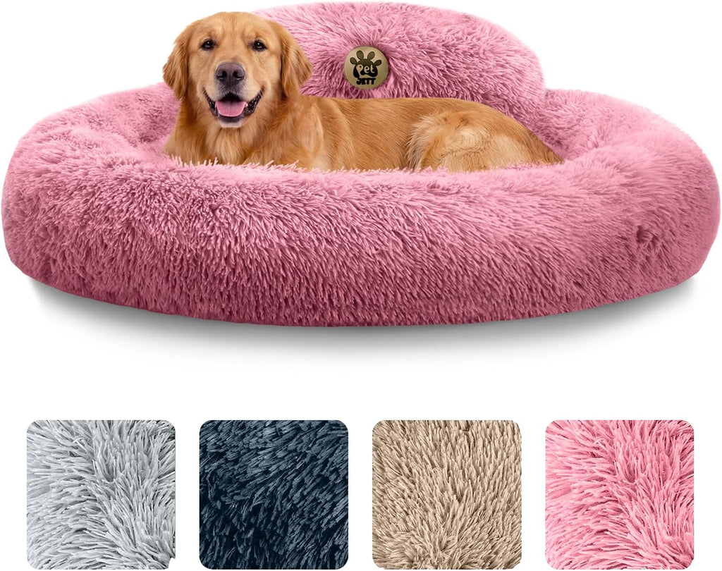 PetJett Calming Dog Bed Medium Size Dog - 30'' Donut Bed, Washable Dog Bed, Anti-Slip & Super Soft Fluffy Plush Round Dog Bed, Anti-Anxiety Premium Comfort Pet Bed, Fits Dogs Upto 45 lbs - Dark Grey