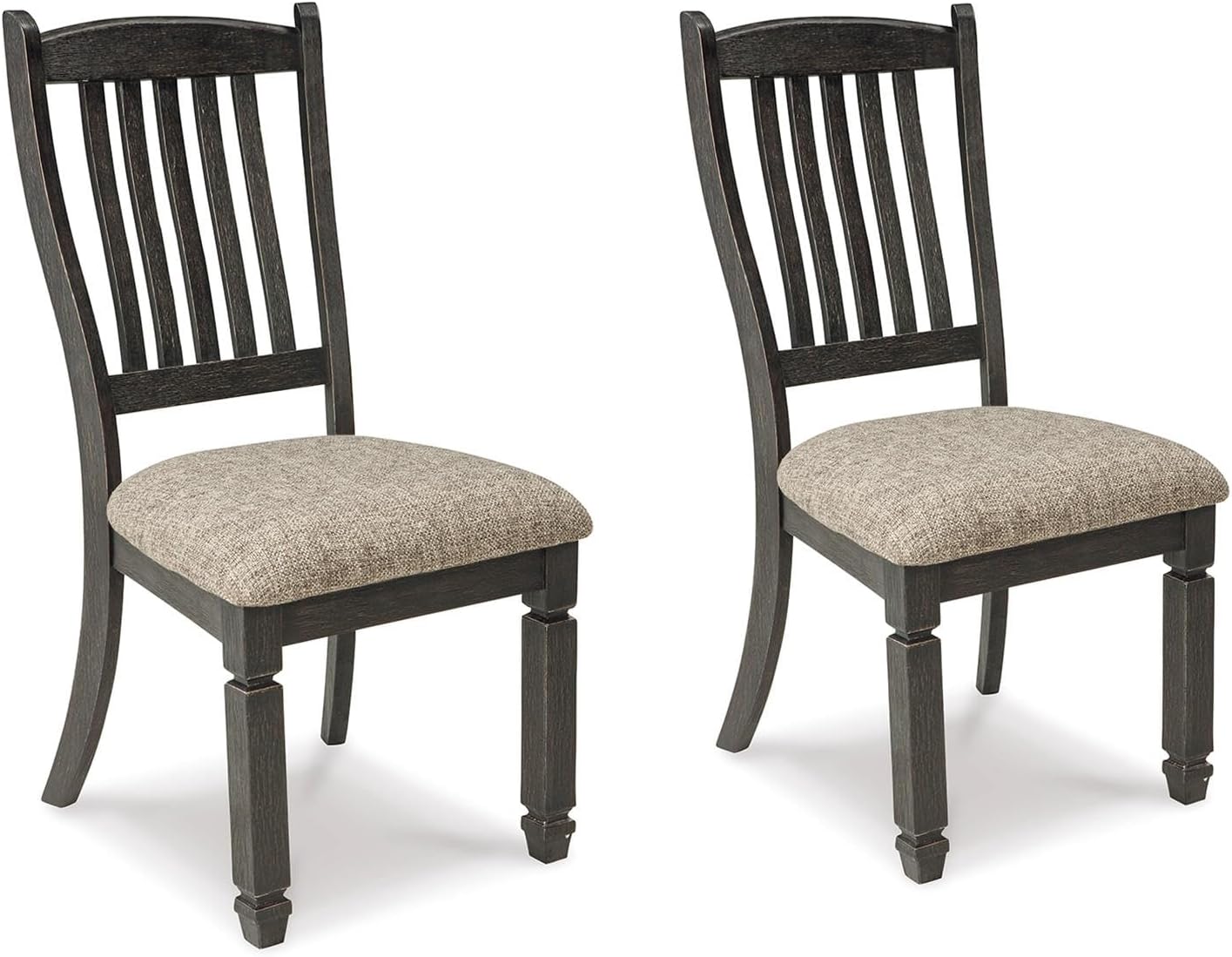 Signature Design by Ashley Tyler Creek Dining Room Upholstered Side Chair, 2 Count, Solid Wood, 19.25" H, Black and Grayish Black