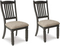 Signature Design by Ashley Tyler Creek Dining Room Upholstered Side Chair, 2 Count, Solid Wood, 19.25" H, Black and Grayish Black