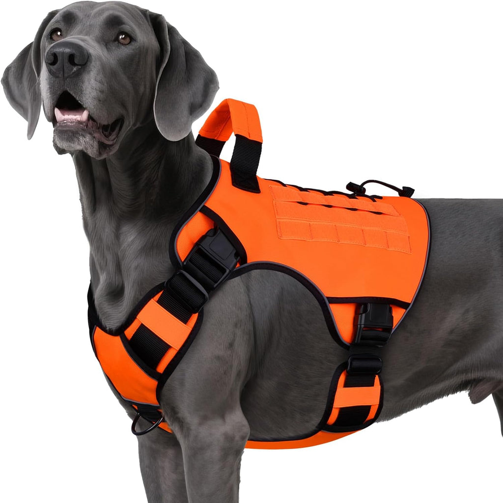 WINGOIN Tactical Dog Harness for Large Dogs, Heavy Duty No Pull Dog Harness with Handle, Adjustable Reflective Military K9 German Shepherd Big Size Dog Vest for Walking, Training, Hunting, Green (L)