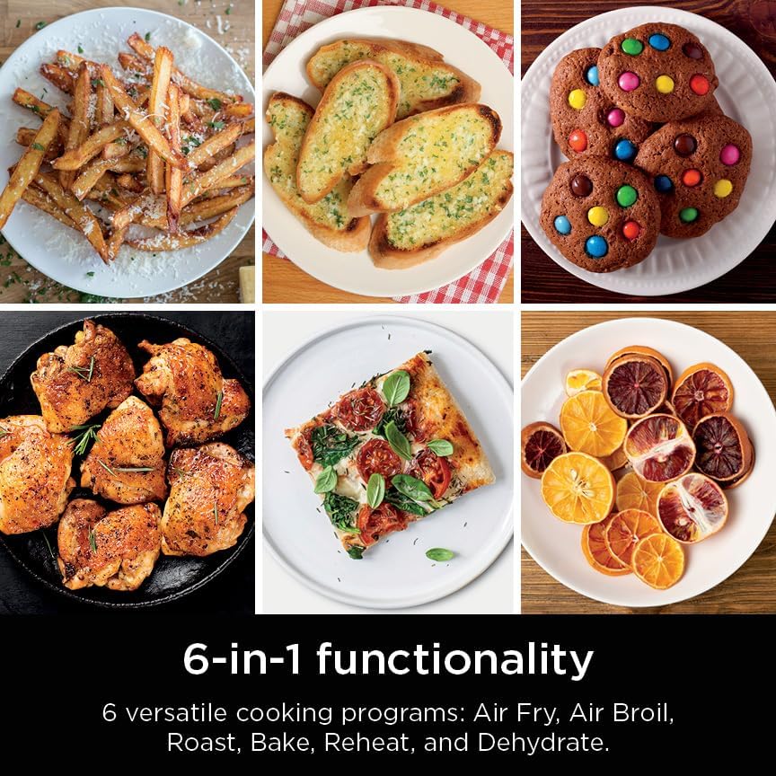 Ninja Air Fryer, 8 QT DoubleStack 2-Basket, Space Saving Design, Cooks 2lb Chicken Wings, Feeds up to 6 People, 6-in1 Air Fryer, Roast, Bake & More, Easy to Clean, Dishwasher Safe Parts, Black, SL201