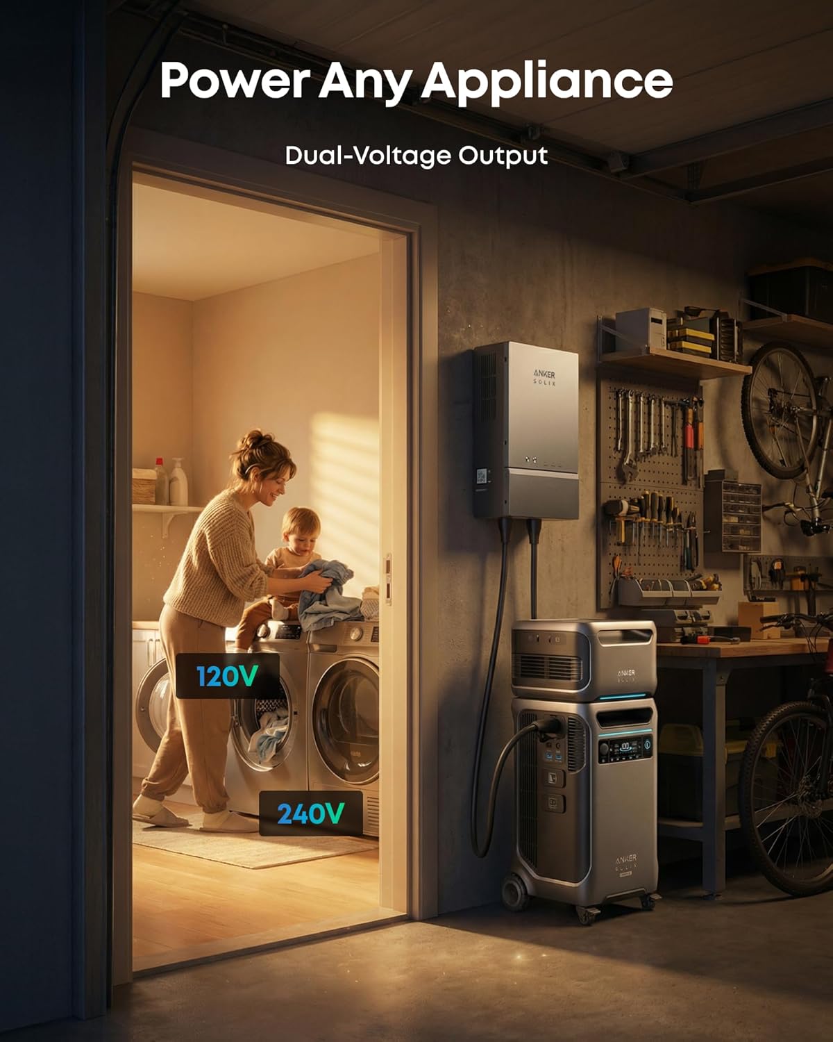 Anker SOLIX F3800 Plus Portable Power Station and Transfer Switch Kit with 400W Solar Panel, 3,840Wh, 6000W AC Output, Generators for Home Use, Works with Generator, For Power Outages, and Emergencies